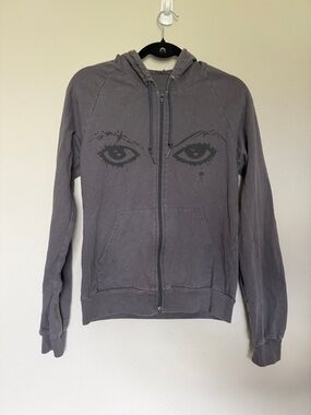 Amanda Palmer 2008 Tour Gray Zip-Up Hoodie with Eye Graphic